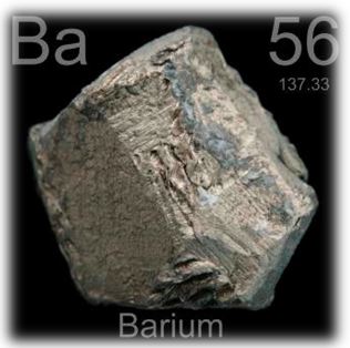 Ба́рий — элемент главной подгруппы второй группы, шестого периода периодической системы химических элементов Д. И. Менделеева, с атомным номером 56. Обозначается символом Ba (лат. Barium). Простое вещество барий (CAS-номер: 7440-39-3) — мягкий, ковкий щёлочноземельный металл серебристо-белого цвета. Обладает высокой химической активностью